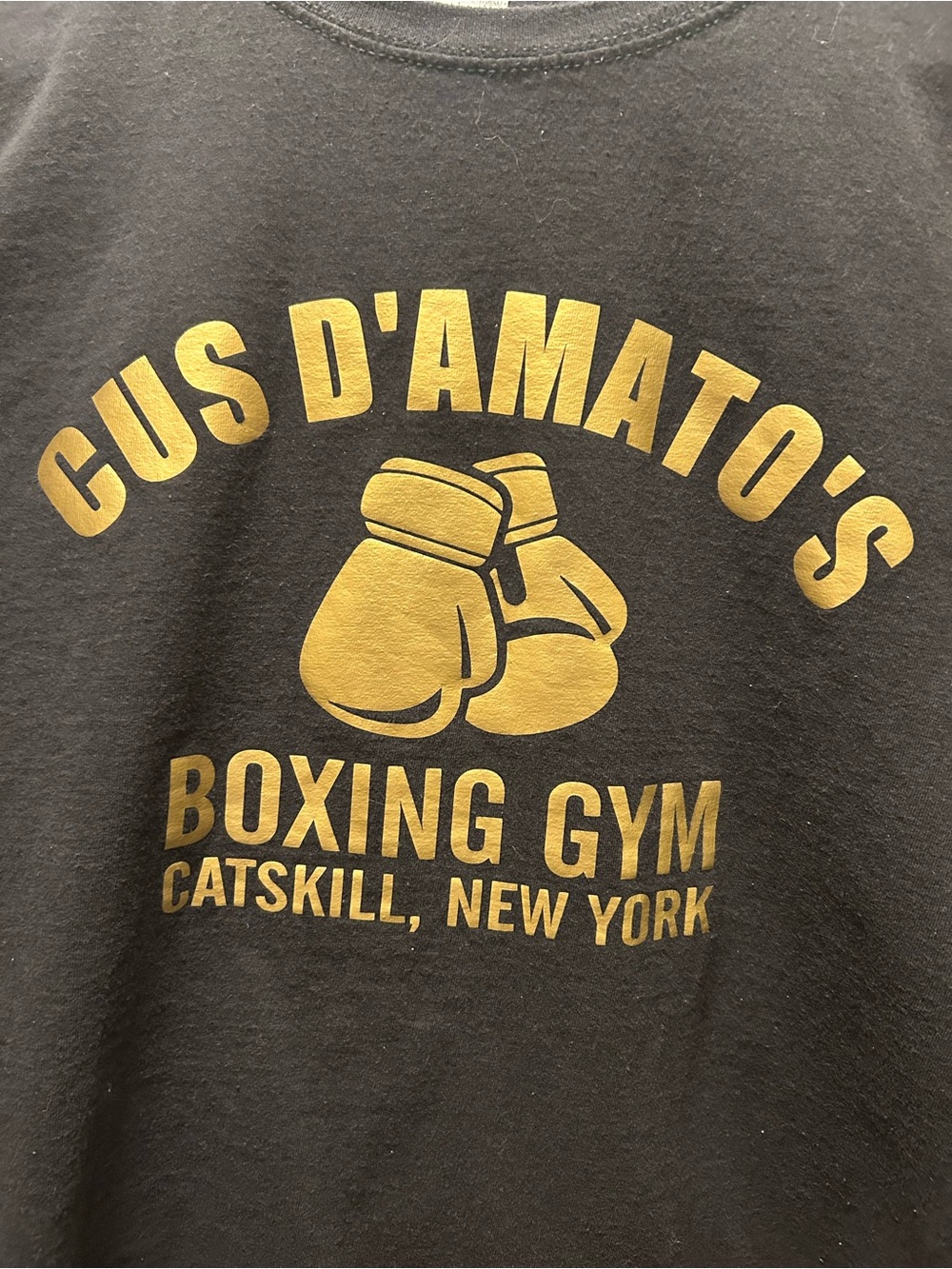 Cus D'Amato's Boxing Gym Graphic Tee in Gold on Black, Men’s Size XXL